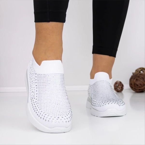 Vorana fehér női sportcipő textil anyagból, 3 - Kalapod.hu