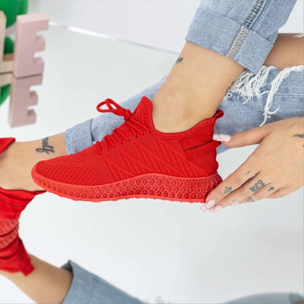 Rosanna piros női sportcipő textil anyagból, 4 - Kalapod.hu
