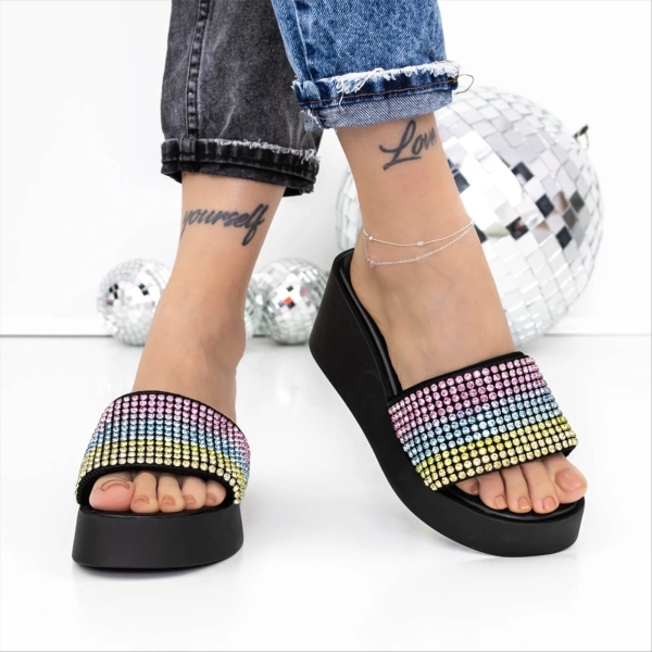 Anette szines női papucs textil anyagból, 3 - Kalapod.hu