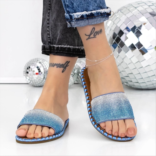 Tylar kék női papucs textil anyagból, 2 - Kalapod.hu