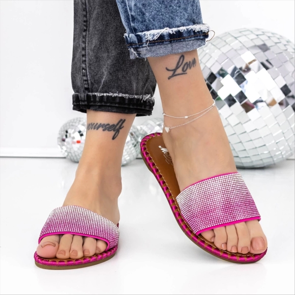 Tylar rózsaszin női papucs textil anyagból, 2 - Kalapod.hu