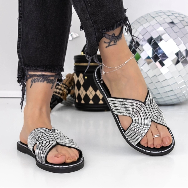 Naera fekete női papucs textil anyagból - Kalapod.hu