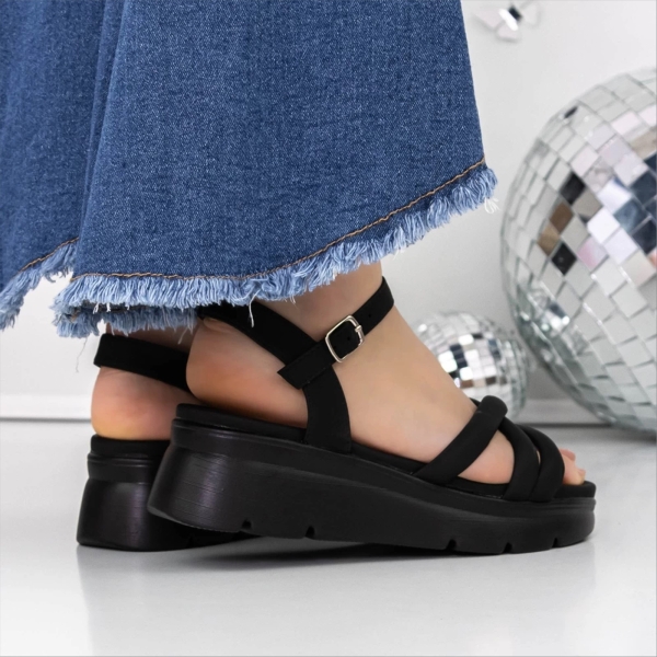 Marsanita fekete női szandál textil anyagból, 4 - Kalapod.hu