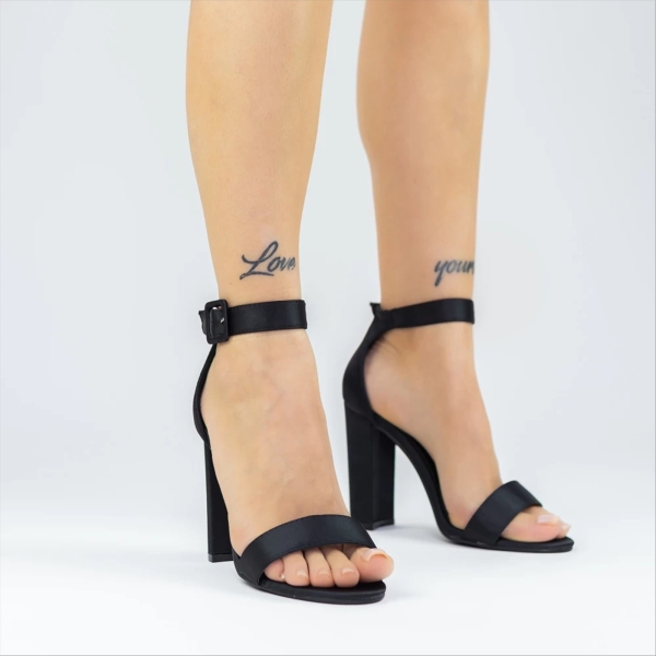 Vanity fekete női szandál textil anyagból, 4 - Kalapod.hu