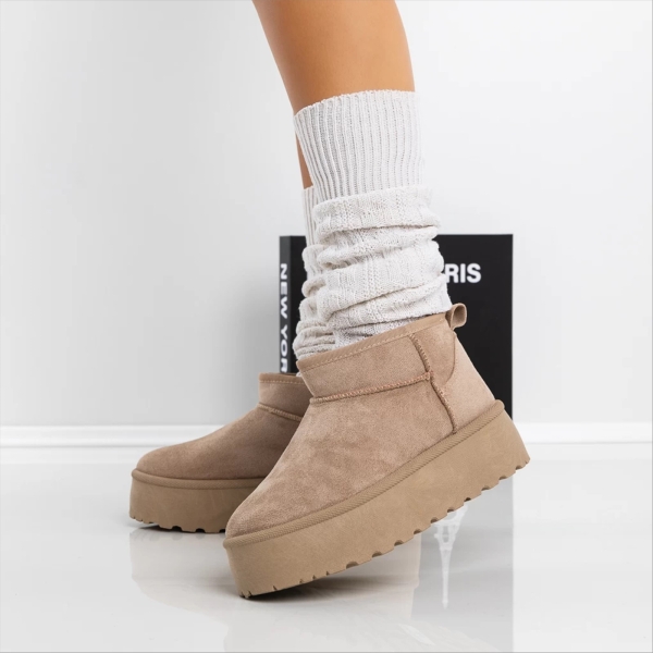 Camira khaki női csizma textil anyagból, 4 - Kalapod.hu
