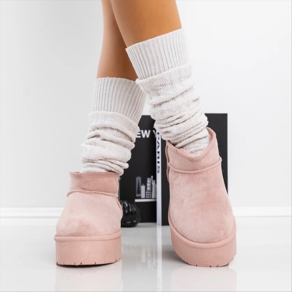 Camira rózsaszin női csizma textil anyagból, 3 - Kalapod.hu