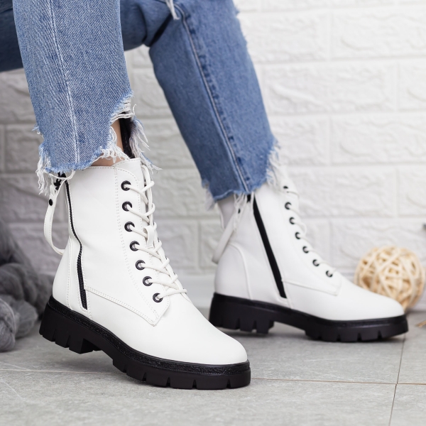 Női bakancs Gisella Fehér-Fekete, 2 - Kalapod.hu