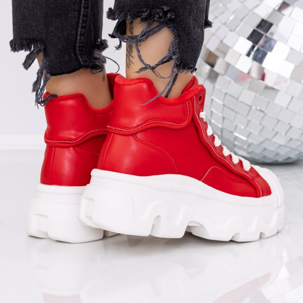 Női platform bakancs Onita Piros, 4 - Kalapod.hu