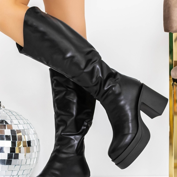 Női csizma sarkú Izada Fekete, 3 - Kalapod.hu