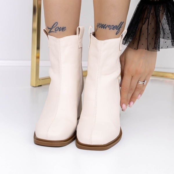 Vastag sarkú bokacsizma Alaza Bézs, 2 - Kalapod.hu