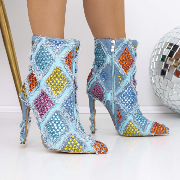 Vékony sarkú bokacsizma Ataia Kék, 2 - Kalapod.hu