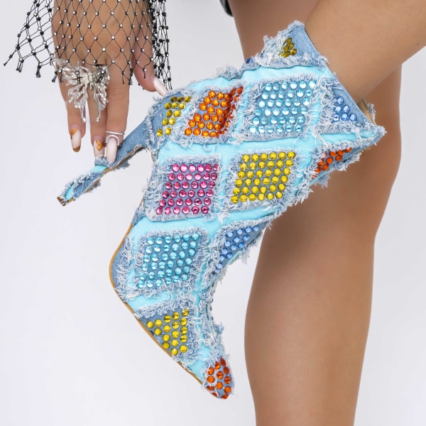 Vékony sarkú bokacsizma Ataia Kék, 4 - Kalapod.hu