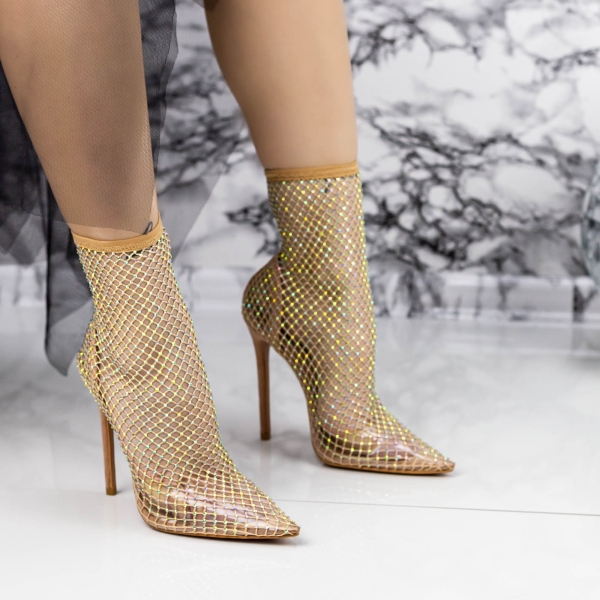 Vékony sarkú bokacsizma Carada Őszibarack, 3 - Kalapod.hu