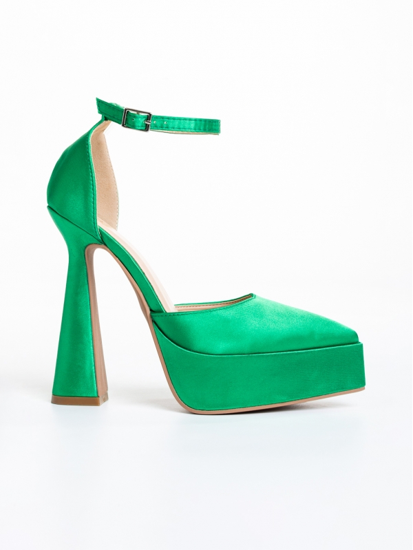 Medeia sötét zöld női cipő, textil anyagból készült, 5 - Kalapod.hu
