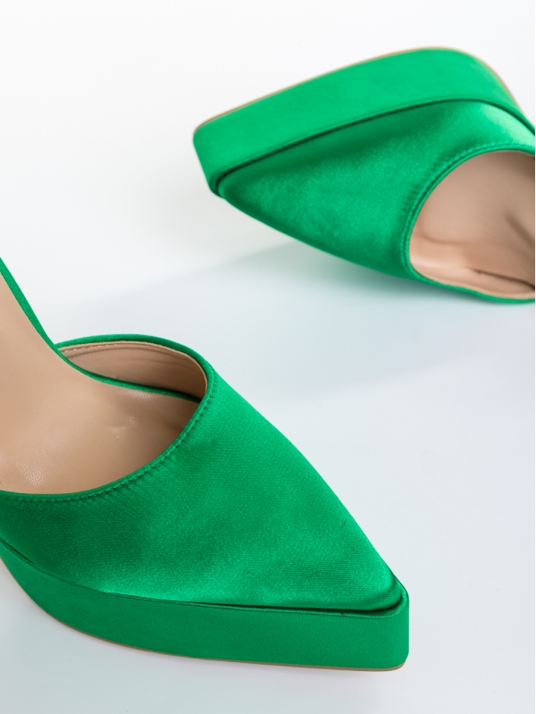 Medeia sötét zöld női cipő, textil anyagból készült, 6 - Kalapod.hu