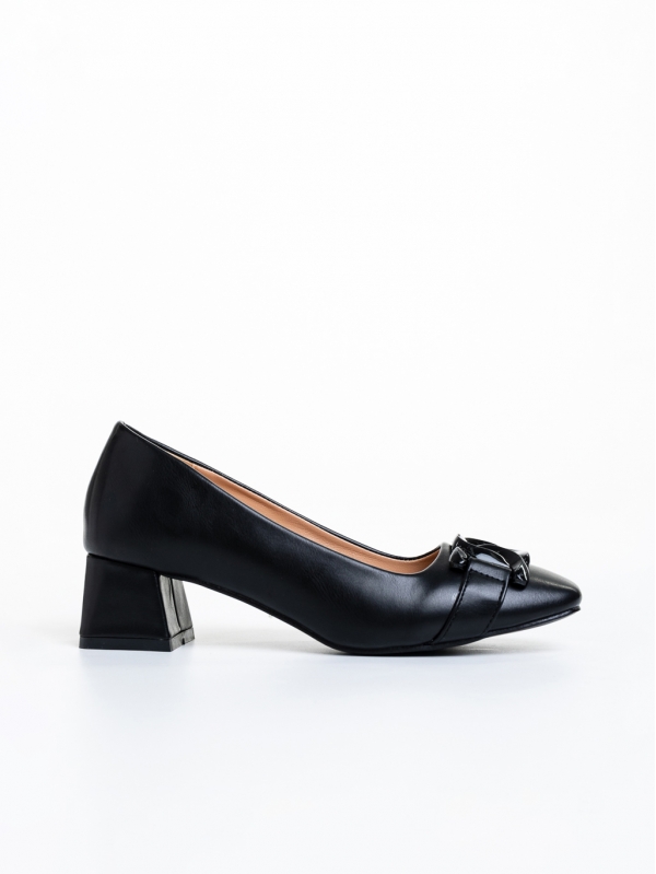 Kerensa fekete női cipő sarokkal, műbőrből készült, 5 - Kalapod.hu