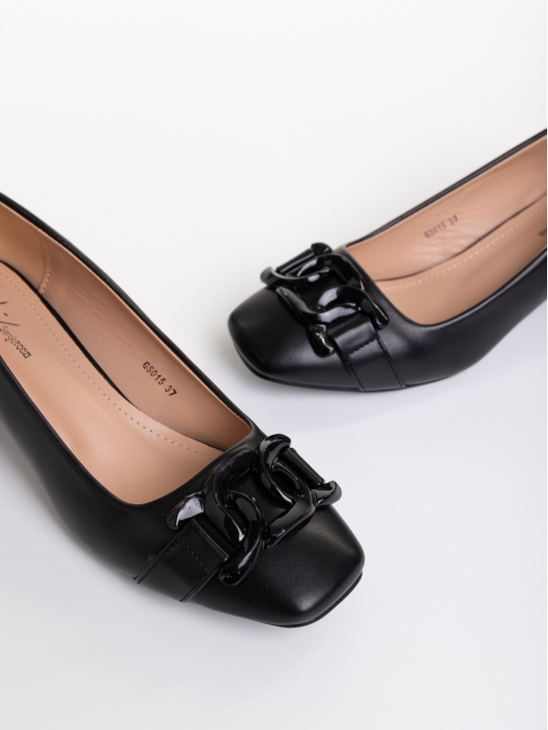 Kerensa fekete női cipő sarokkal, műbőrből készült, 6 - Kalapod.hu