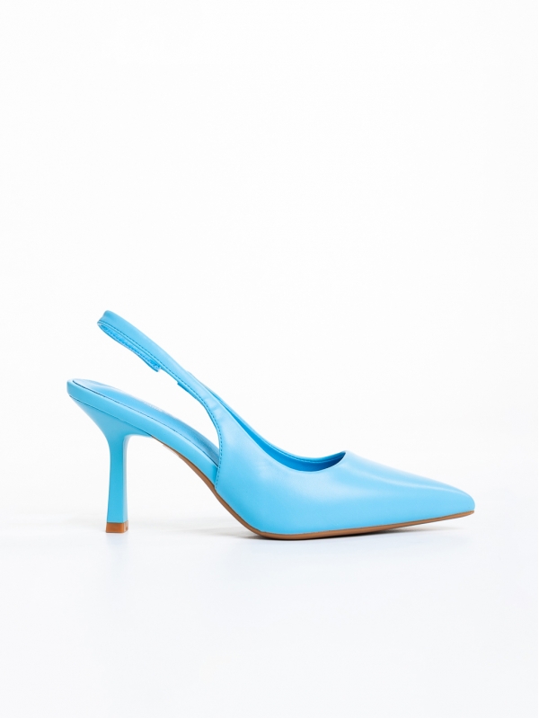 Floretta kék női cipő sarokkal, műbőrből készült, 5 - Kalapod.hu