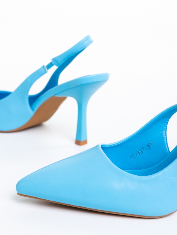 Floretta kék női cipő sarokkal, műbőrből készült, 6 - Kalapod.hu
