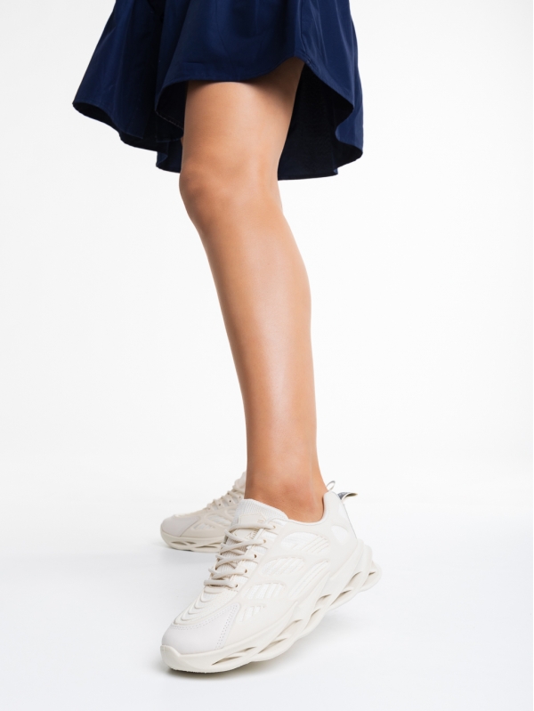 Alora világos bézs női sportcipő, műbőrből és textil anyagból készült, 2 - Kalapod.hu