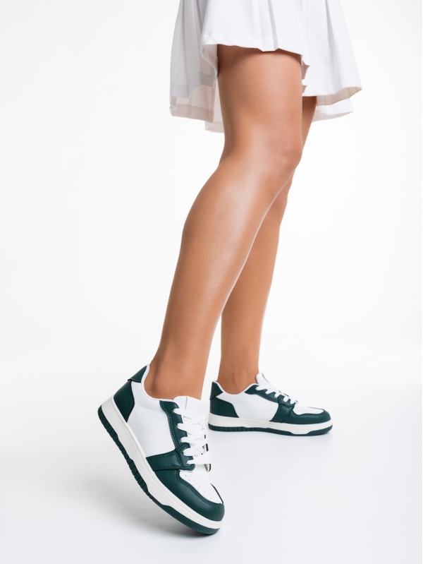 Narine fehér és zöld női sportcipő, műbőrből készült, 3 - Kalapod.hu