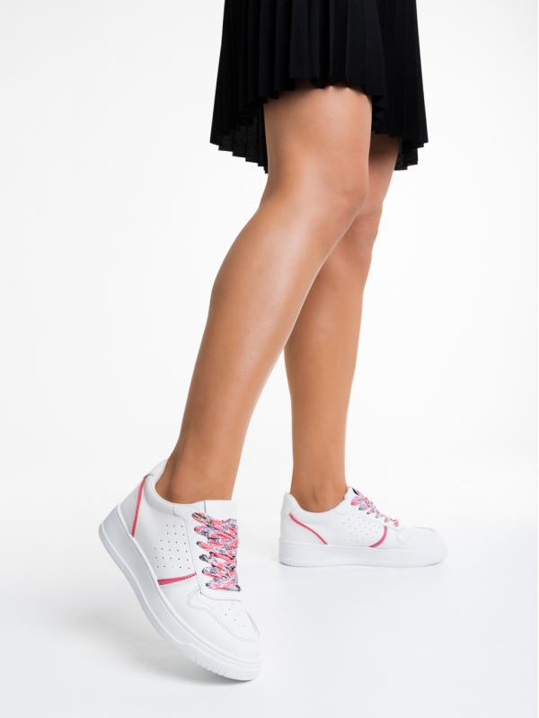 Gustava fehér és rózsaszín női sportcipő, műbőrből készült, 3 - Kalapod.hu