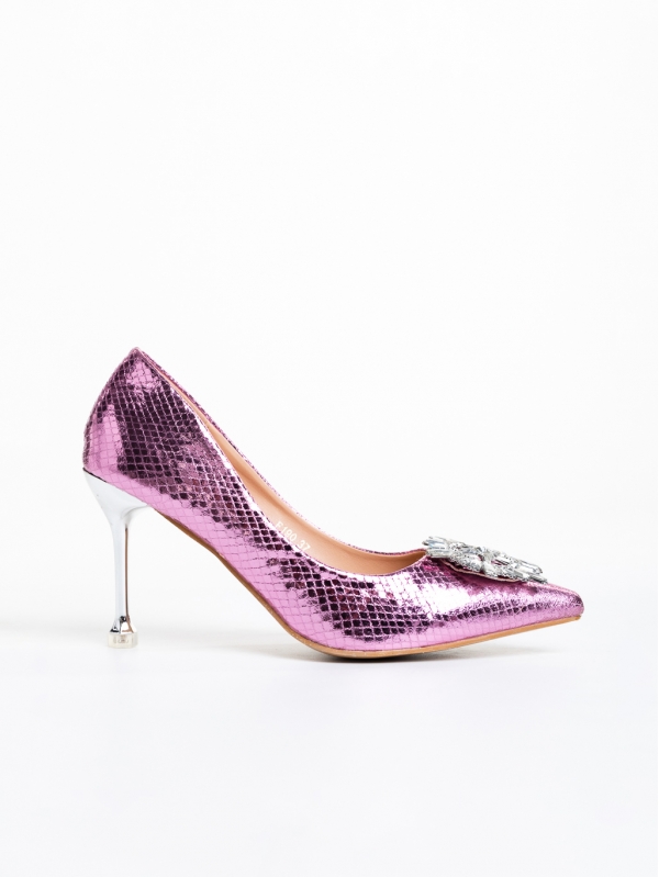 Nerina rózsaszín női cipő sarokkal, műbőrből készült, 5 - Kalapod.hu