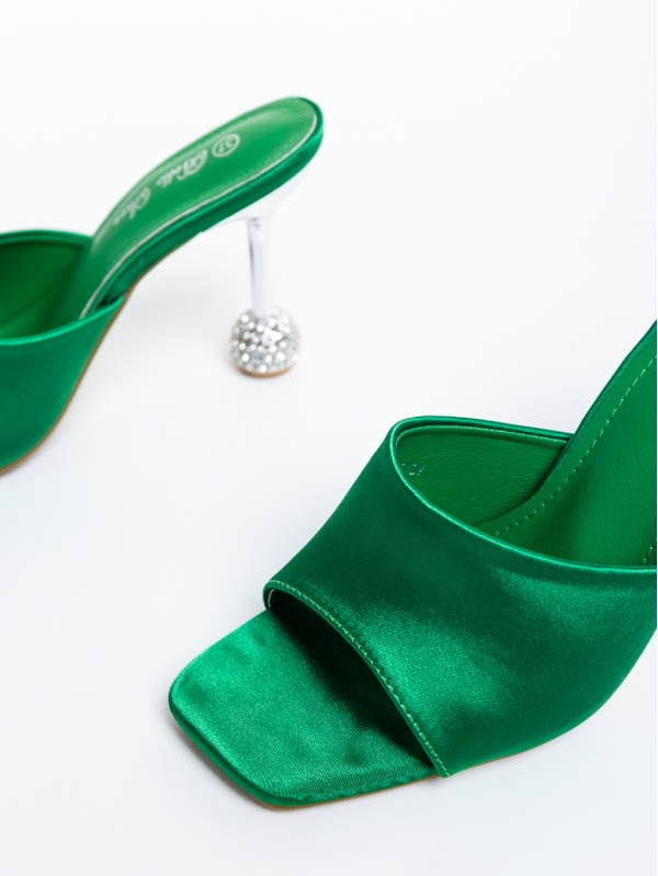 Tiril zöld női papucs, textil anyagból készült, 7 - Kalapod.hu