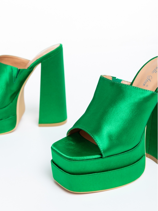 Trista zöld női papucs, textil anyagból készült, 6 - Kalapod.hu