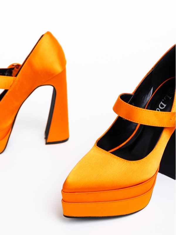 Regena narancssárga női cipő sarokkal, textil anyagból készült, 6 - Kalapod.hu