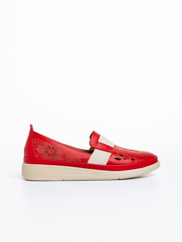 Robertina piros női cipő, valódi bőrből készült, 5 - Kalapod.hu