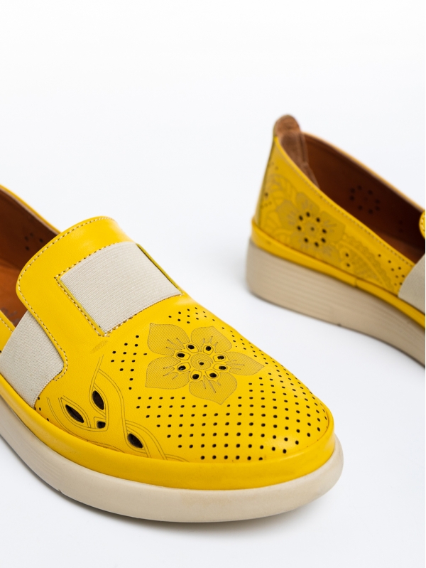 Robertina sárga női cipő, valódi bőrből készült, 6 - Kalapod.hu