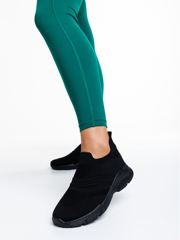 Saldís fekete női sportcipő, textil anyagból készült, 2 - Kalapod.hu
