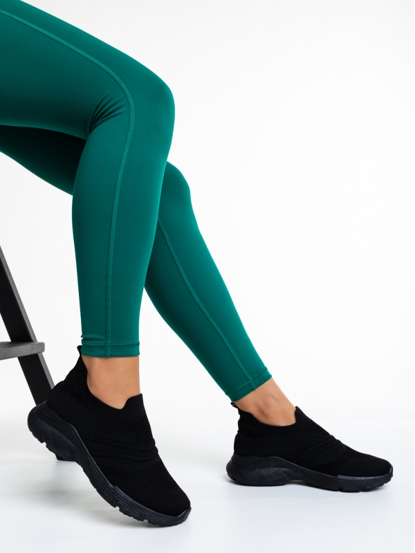 Saldís fekete női sportcipő, textil anyagból készült, 4 - Kalapod.hu