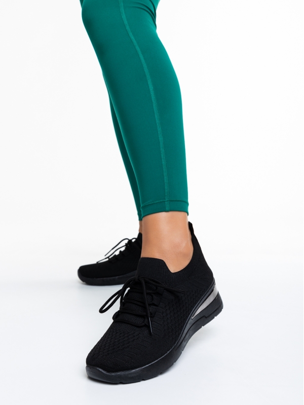 Davinia fekete női sportcipő, textil anyagból készült, 2 - Kalapod.hu