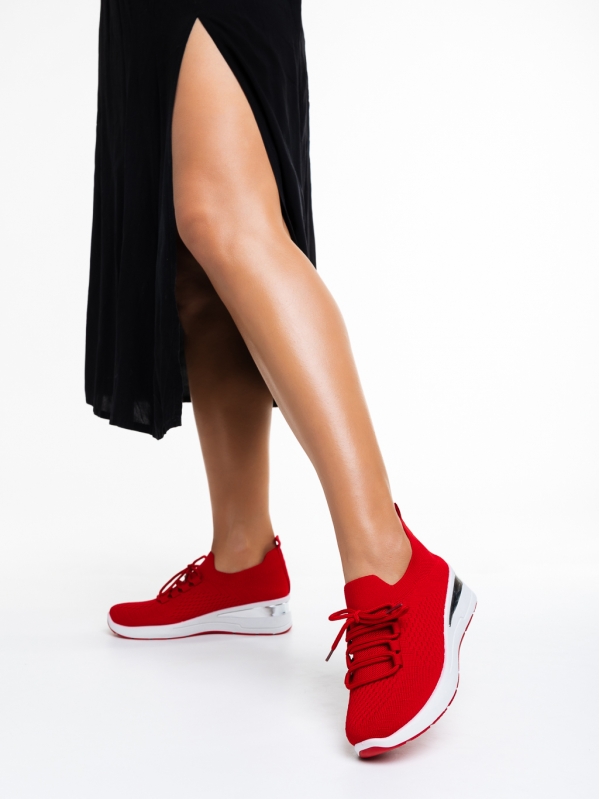 Davinia piros női sportcipő, textil anyagból készült, 5 - Kalapod.hu