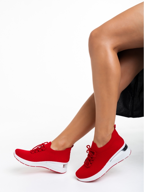 Davinia piros női sportcipő, textil anyagból készült, 3 - Kalapod.hu