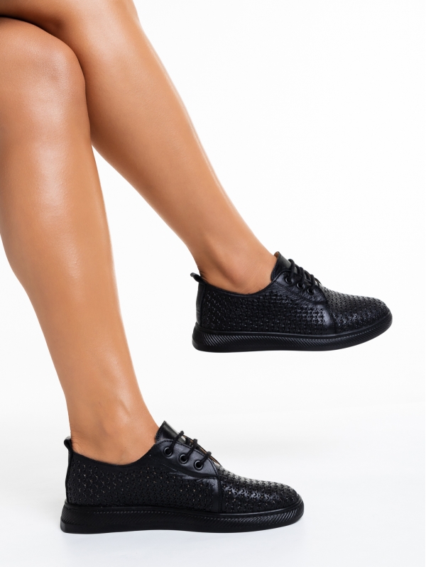 Trini fekete alkalmi női cipő, valódi bőrből készült, 4 - Kalapod.hu