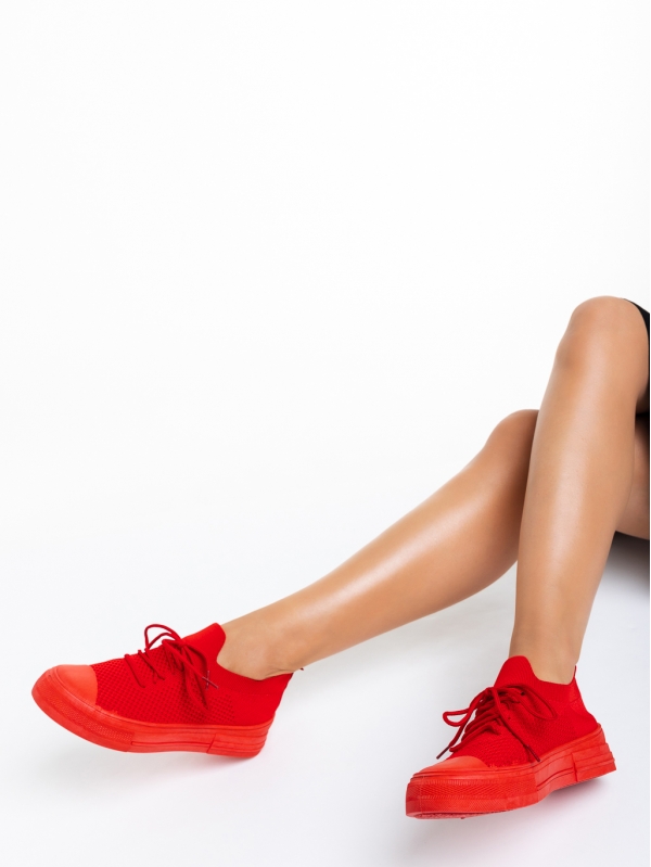 Elexia piros női tornacipő, textil anyagból készült, 2 - Kalapod.hu