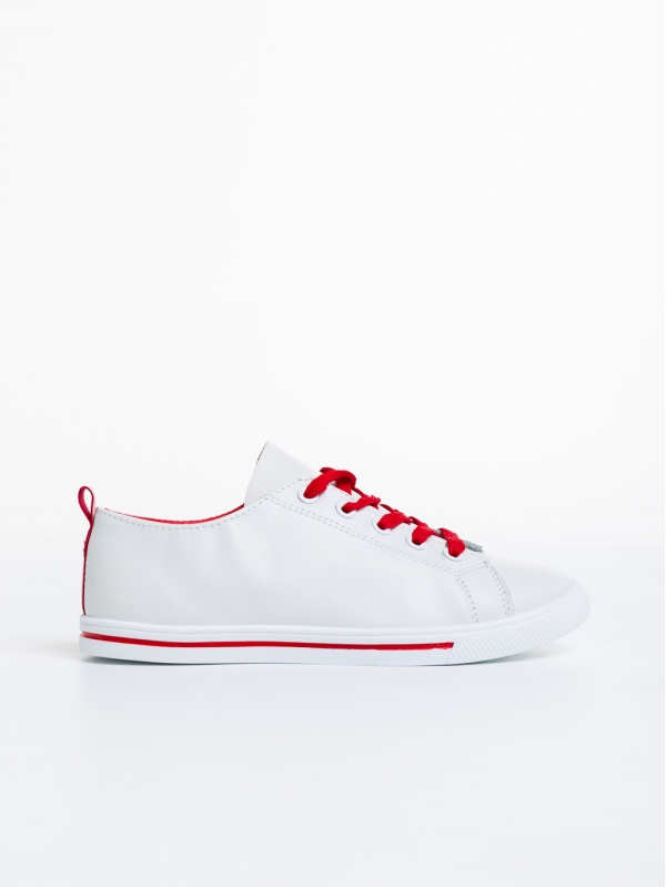 Emelina fehér és piros női sportcipő, műbőrből készült, 5 - Kalapod.hu
