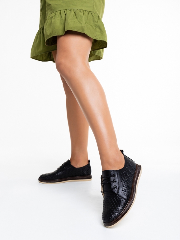 Trini fekete és barna alkalmi női cipő, valódi bőrből készült, 3 - Kalapod.hu