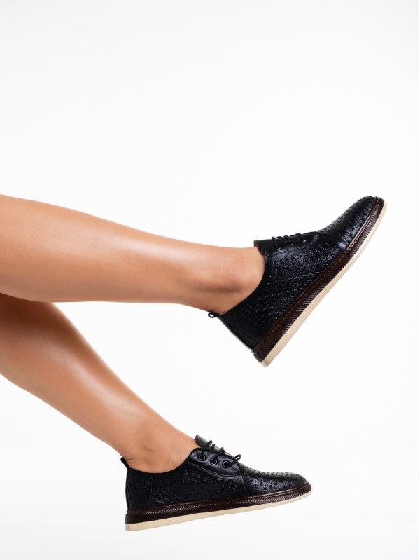 Trini fekete és barna alkalmi női cipő, valódi bőrből készült, 4 - Kalapod.hu