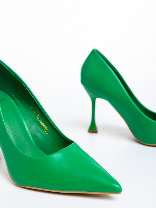 Darcey zöld női cipő sarokkal, műbőrből készült, 6 - Kalapod.hu