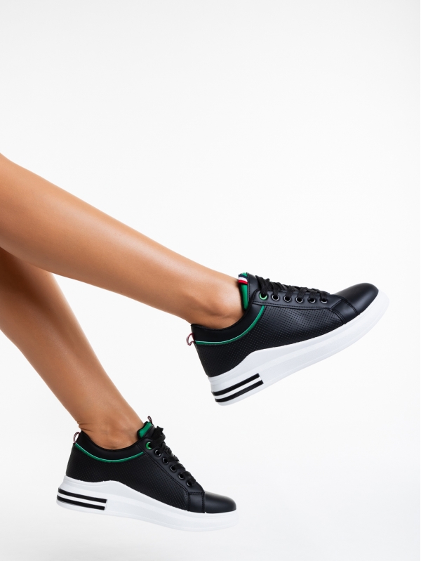 Latanya fekete , női sport cipő, ökológiai bőrből, 4 - Kalapod.hu