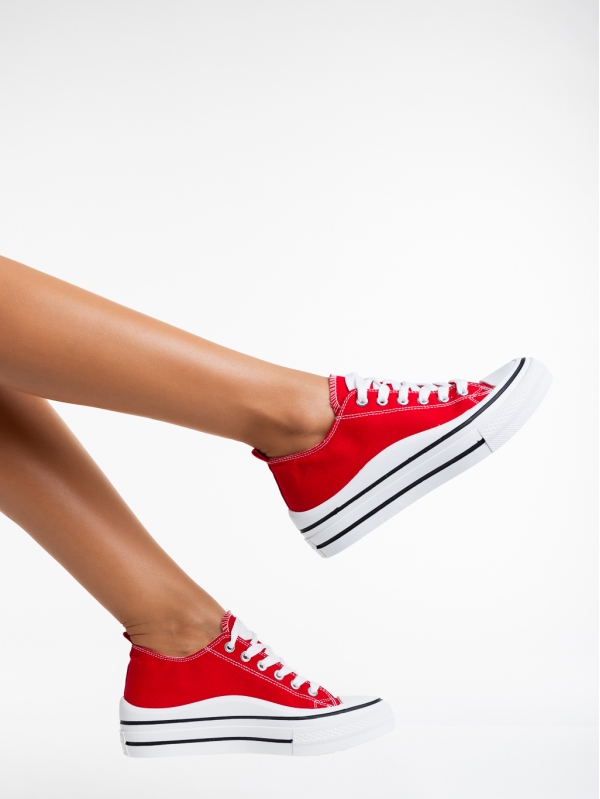 Lakesia piros, női tornacipő,  textil anyagból, 4 - Kalapod.hu