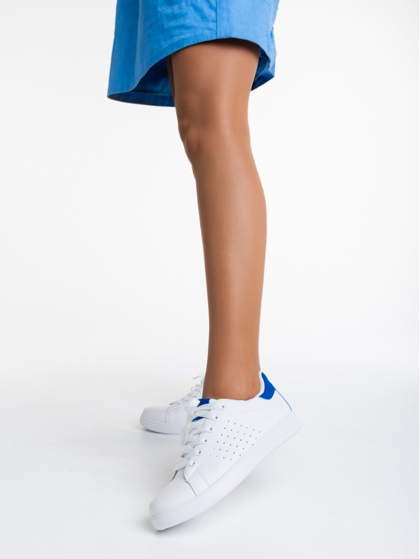 Latiana  fehér és kék, női sport cipő,  ökológiai bőrből, 3 - Kalapod.hu