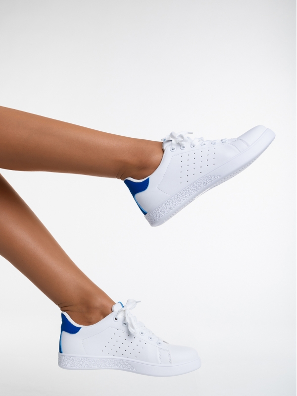 Latiana  fehér és kék, női sport cipő,  ökológiai bőrből, 4 - Kalapod.hu
