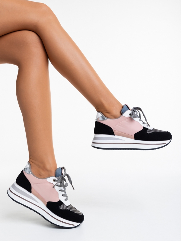 Taleya fekete és rózsaszín női sport cipő ökológiai bőrből, 4 - Kalapod.hu