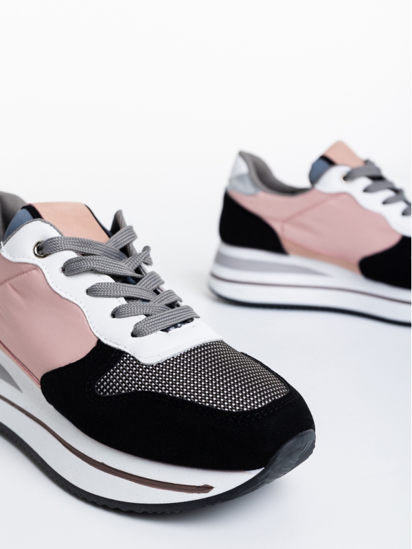 Taleya fekete és rózsaszín női sport cipő ökológiai bőrből, 6 - Kalapod.hu