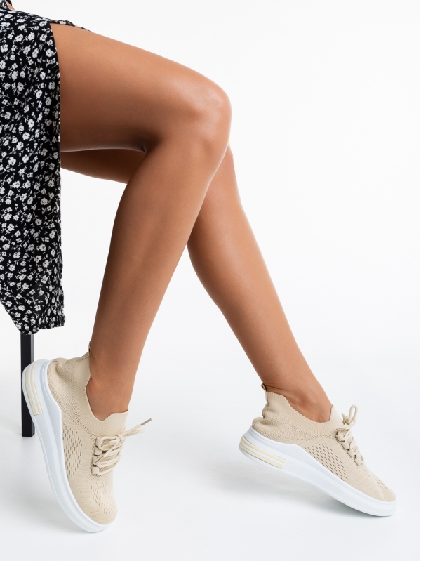 Sumaya bézs női sport cipő textil anyagból - Kalapod.hu